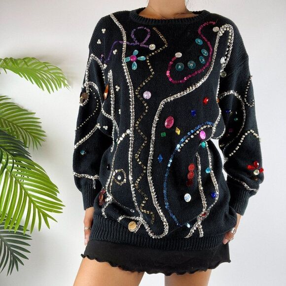Women's Vintage 80s 90s Retro Indie Grunge Oversized Knit Grandma Sweater  Sz: S - Picture 4 of 7